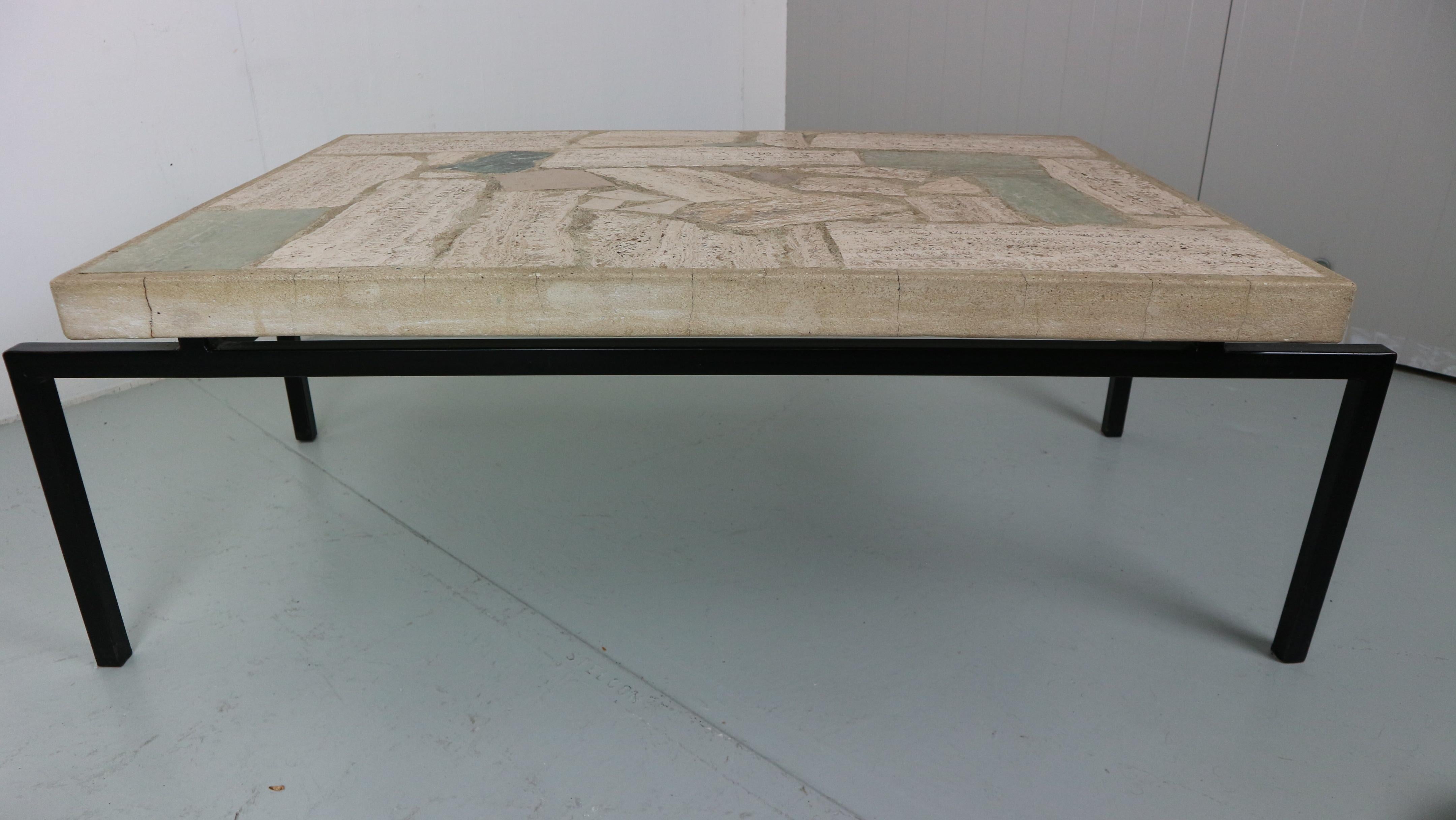  travertin abstract coffee table 1958 attributed to Rien Goené For Sale 8