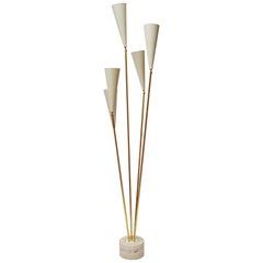 Travertin and Brass Midcentury Style Floor Lamp by Diego Mardegan