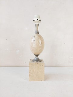 Travertin and Brass Table Lamp by Maison Barbier