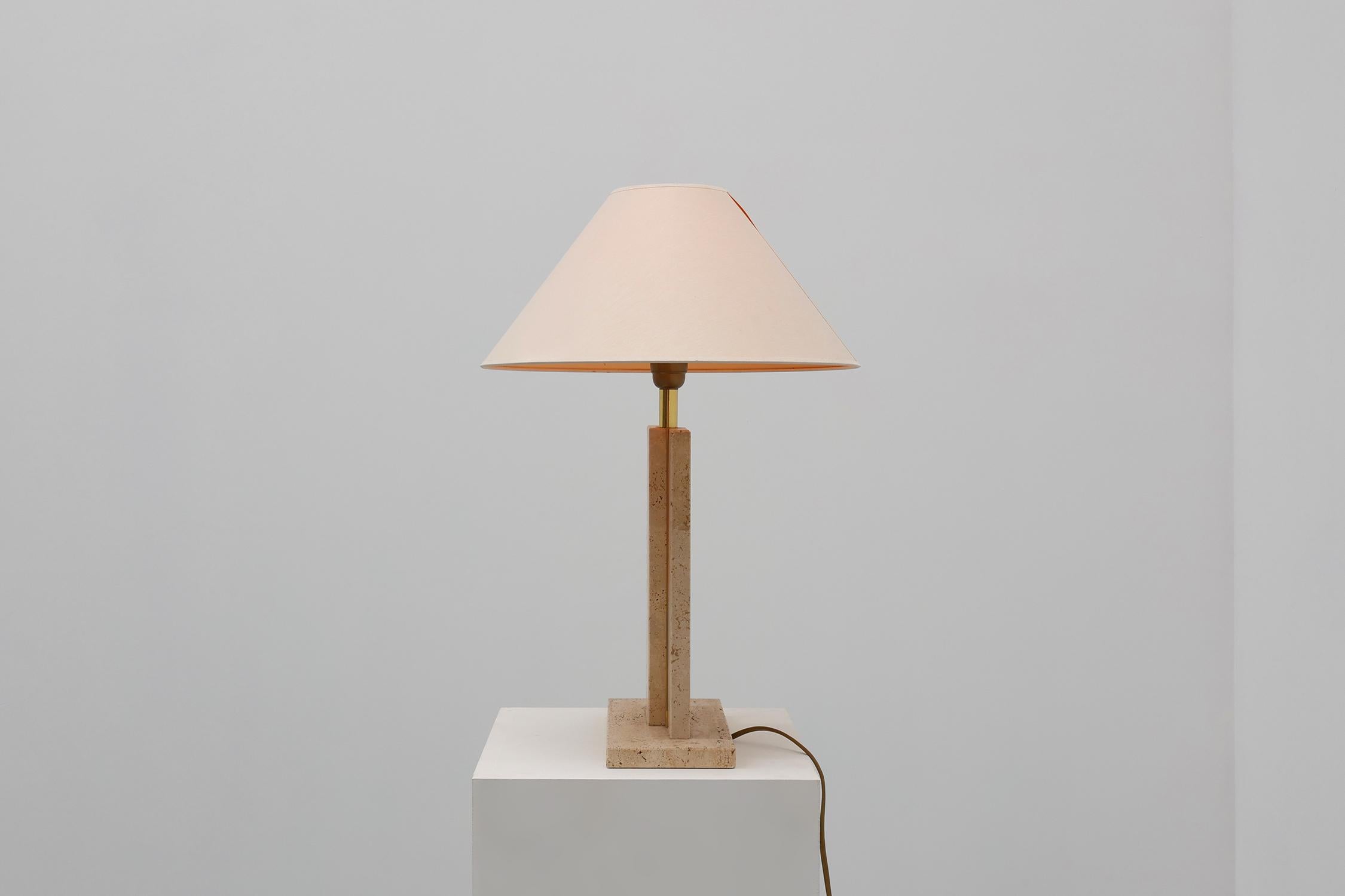 Travertin and messing table lamp by Belino in Hollywood regency style For Sale 2
