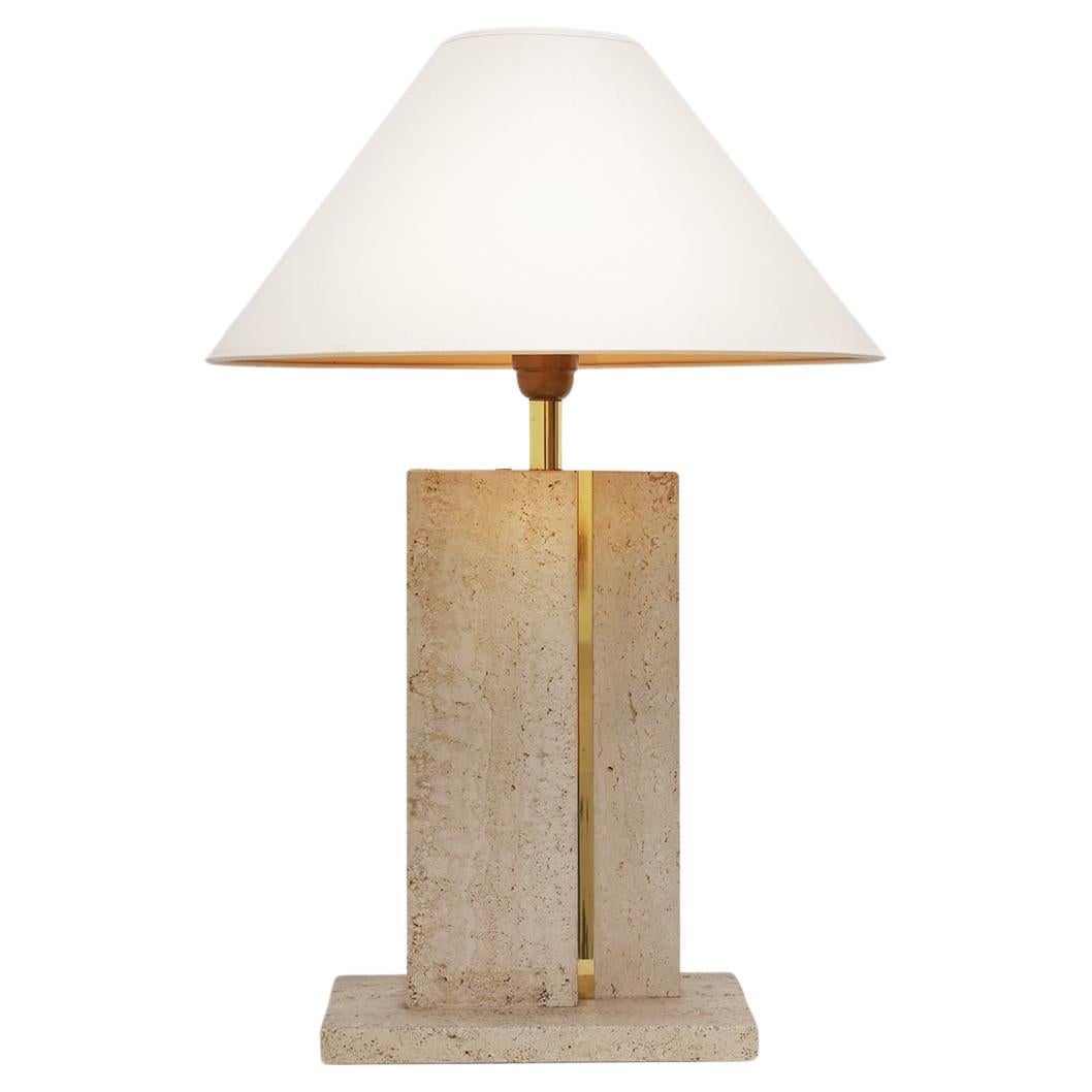 Travertin and messing table lamp by Belino in Hollywood regency style