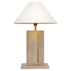 Travertin and messing table lamp by Belino in Hollywood regency style