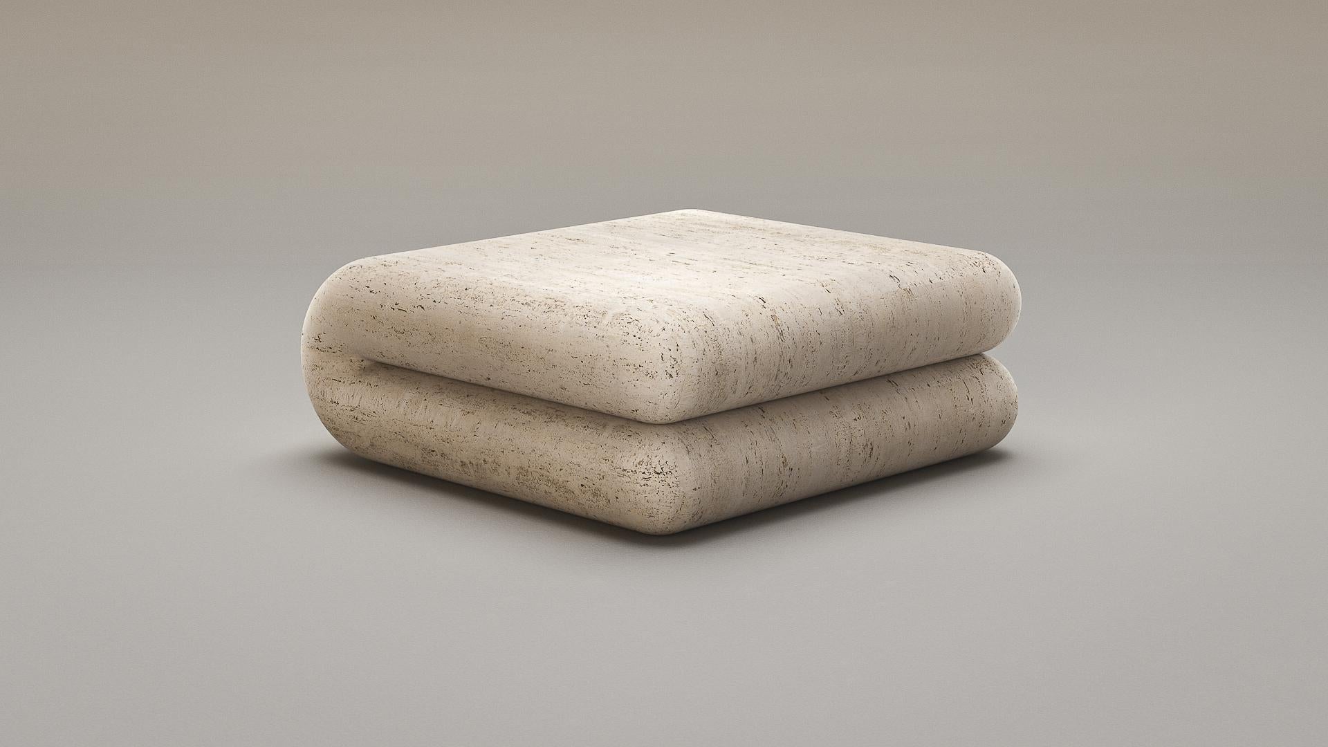 Travertine Travertin Chubby Coffee Table by Arthur Vallin