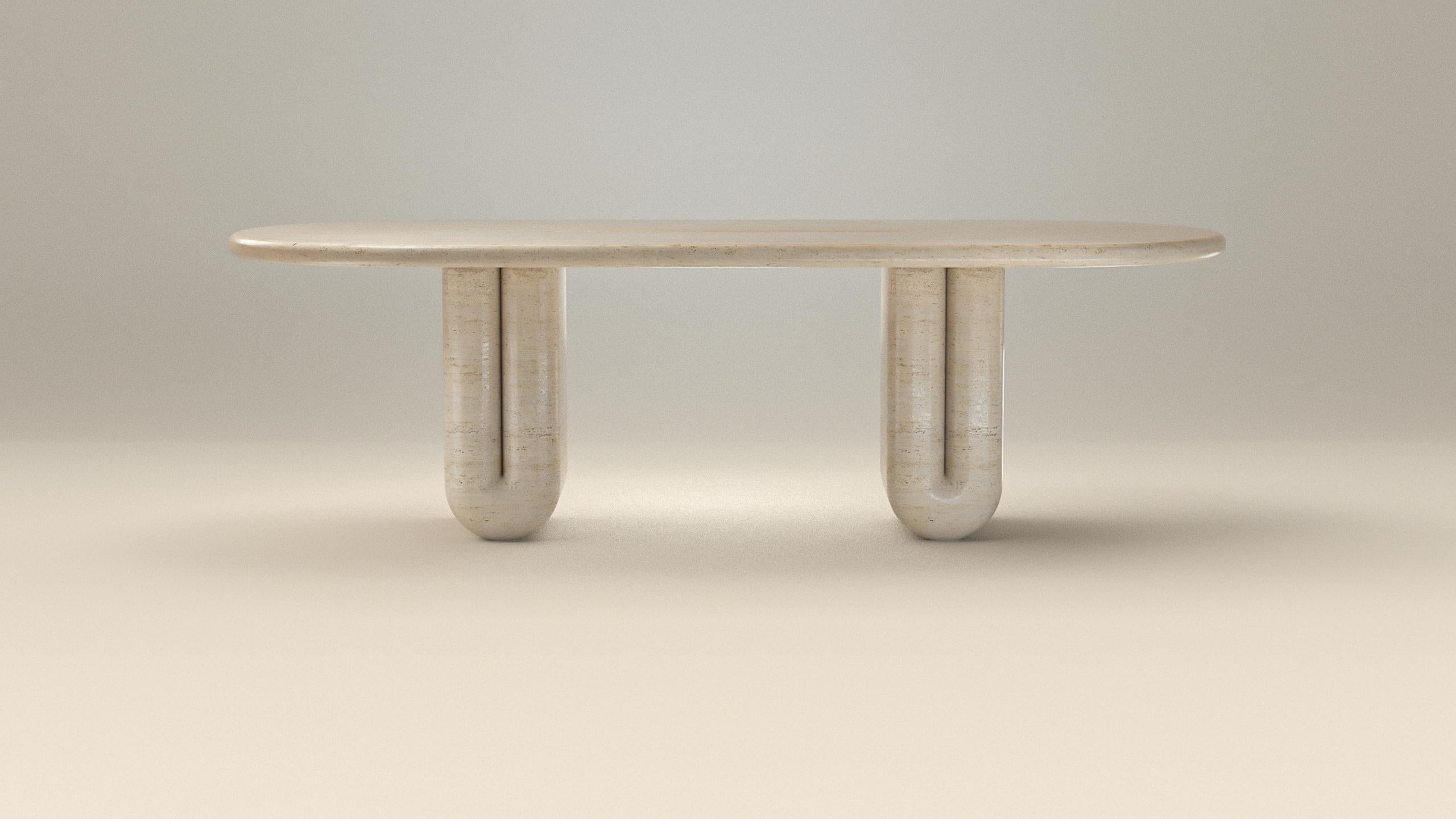 Travertin chubby table by Arthur Vallin
2 Legs
Numbered Edition
Dimensions: W 112.25 x D 49.25 x H 33.5 inch
Materials: Travertin Navona
Finishing: Matte Un-honed
Other materials and dimensions can be chosen.

French Artist, Designer, and