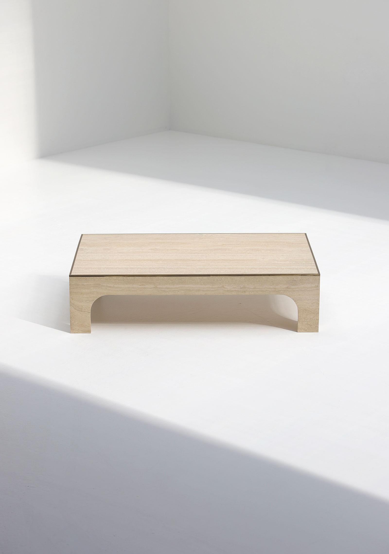 International Style Travertin Coffee Table by Willy Rizzo