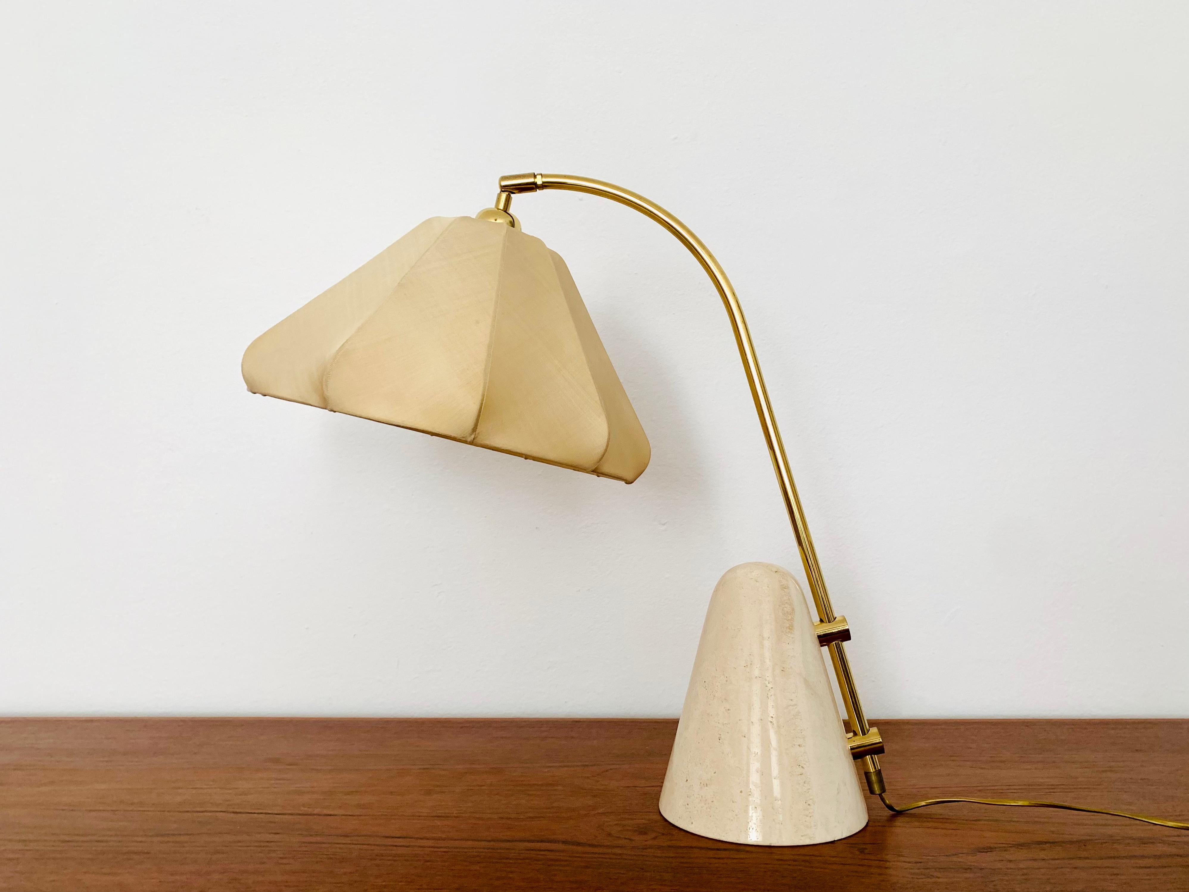 Mid-Century Modern Travertin Table Lamp by Temde For Sale
