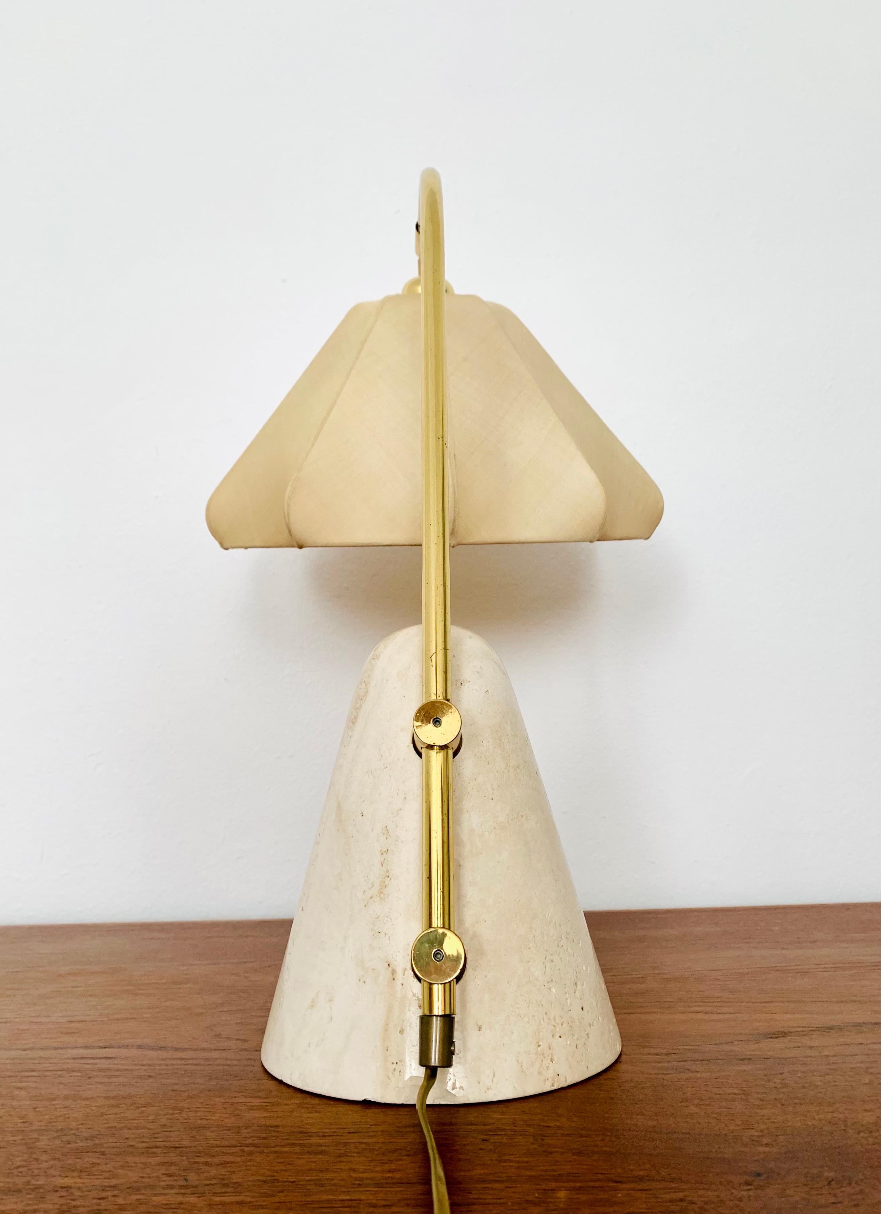 Metal Travertin Table Lamp by Temde For Sale