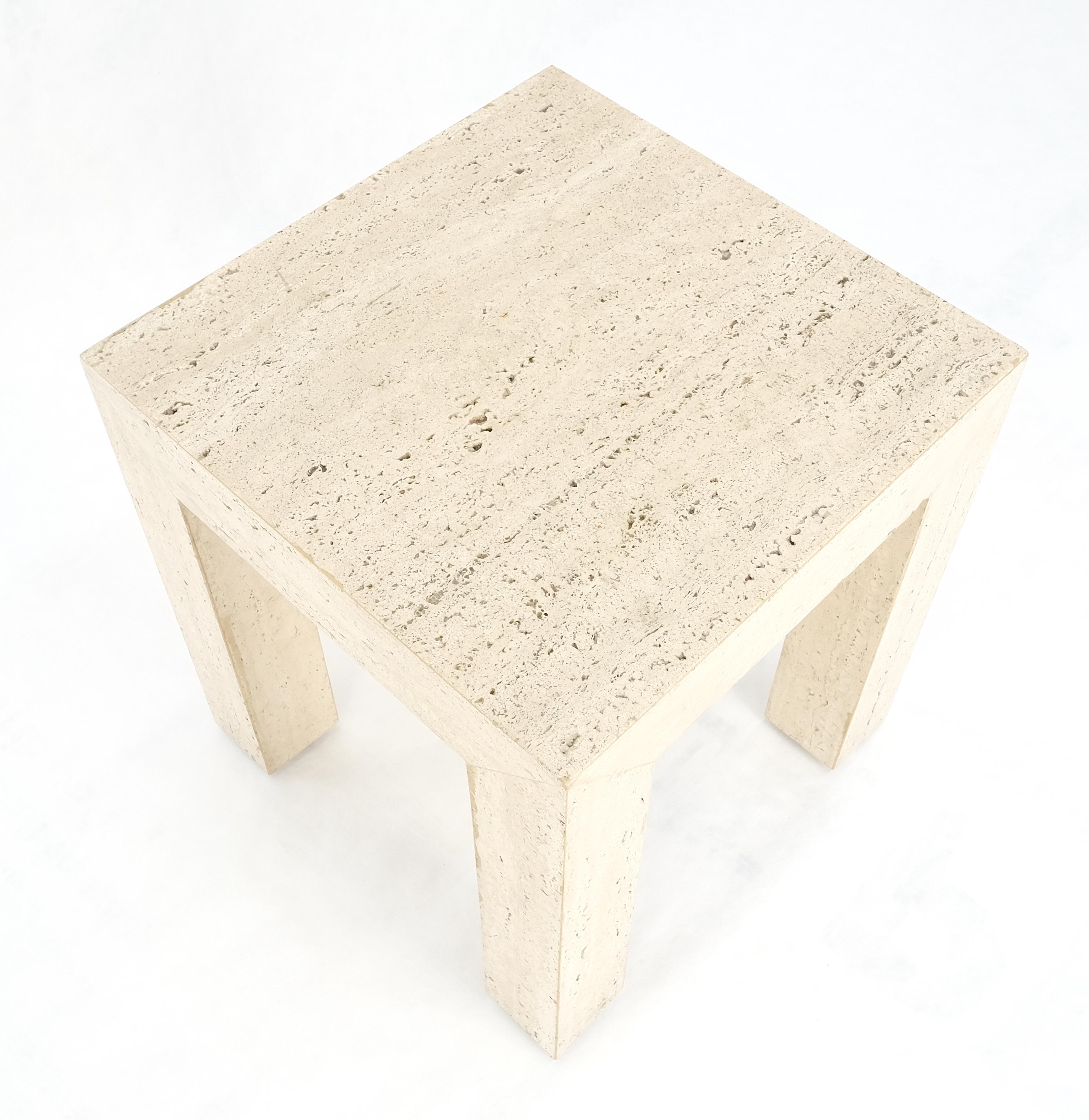 Travertine 14x14 Square Top Side End Table Stand Italian Mid Century Modern MINT For Sale 5