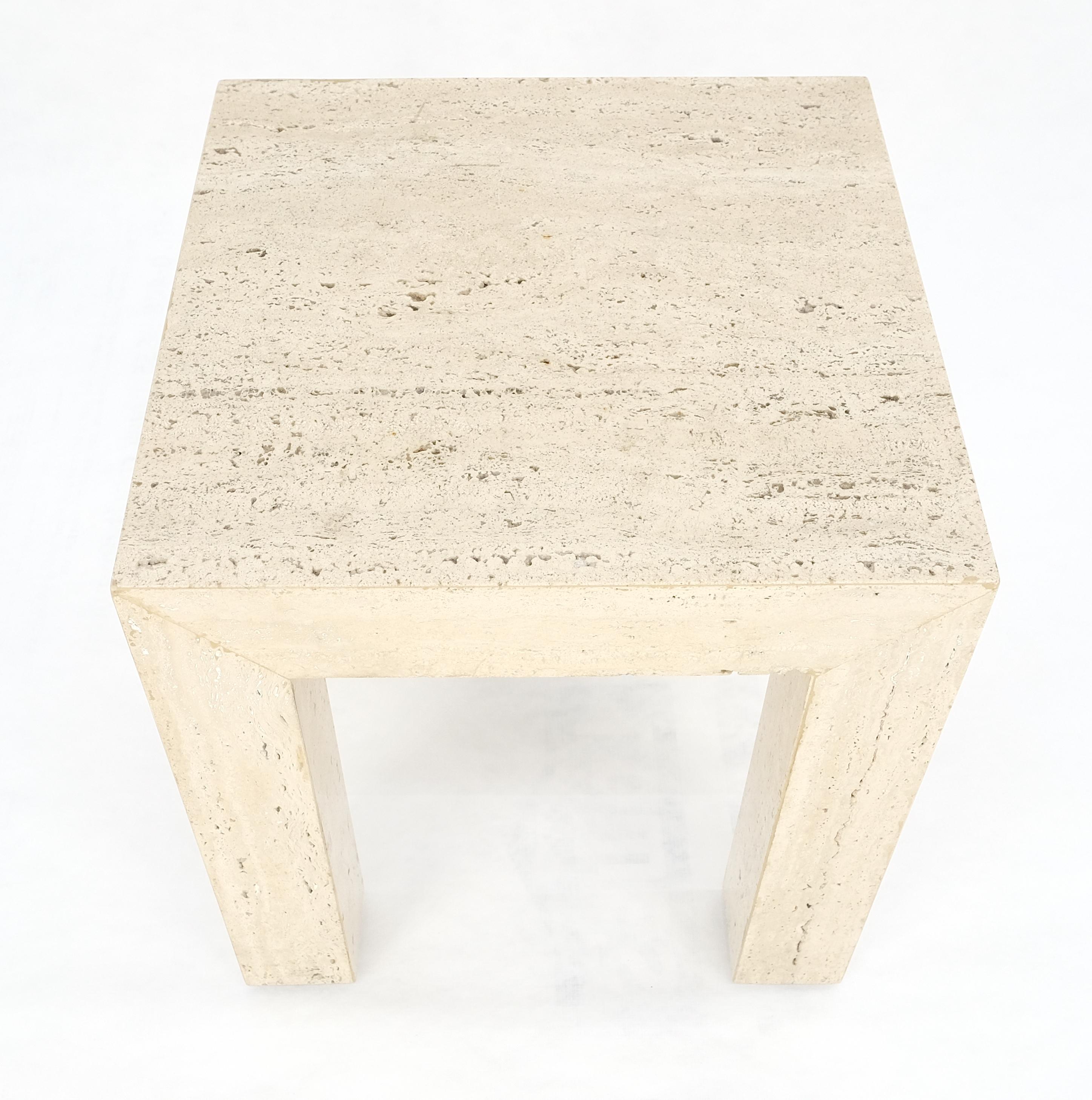Mid-Century Modern Travertine 14x14 Square Top Side End Table Stand Italian Mid Century Modern MINT For Sale