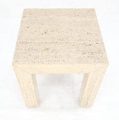 Travertine 14x14 Square Top Side End Table Stand Italian Mid Century Modern MINT