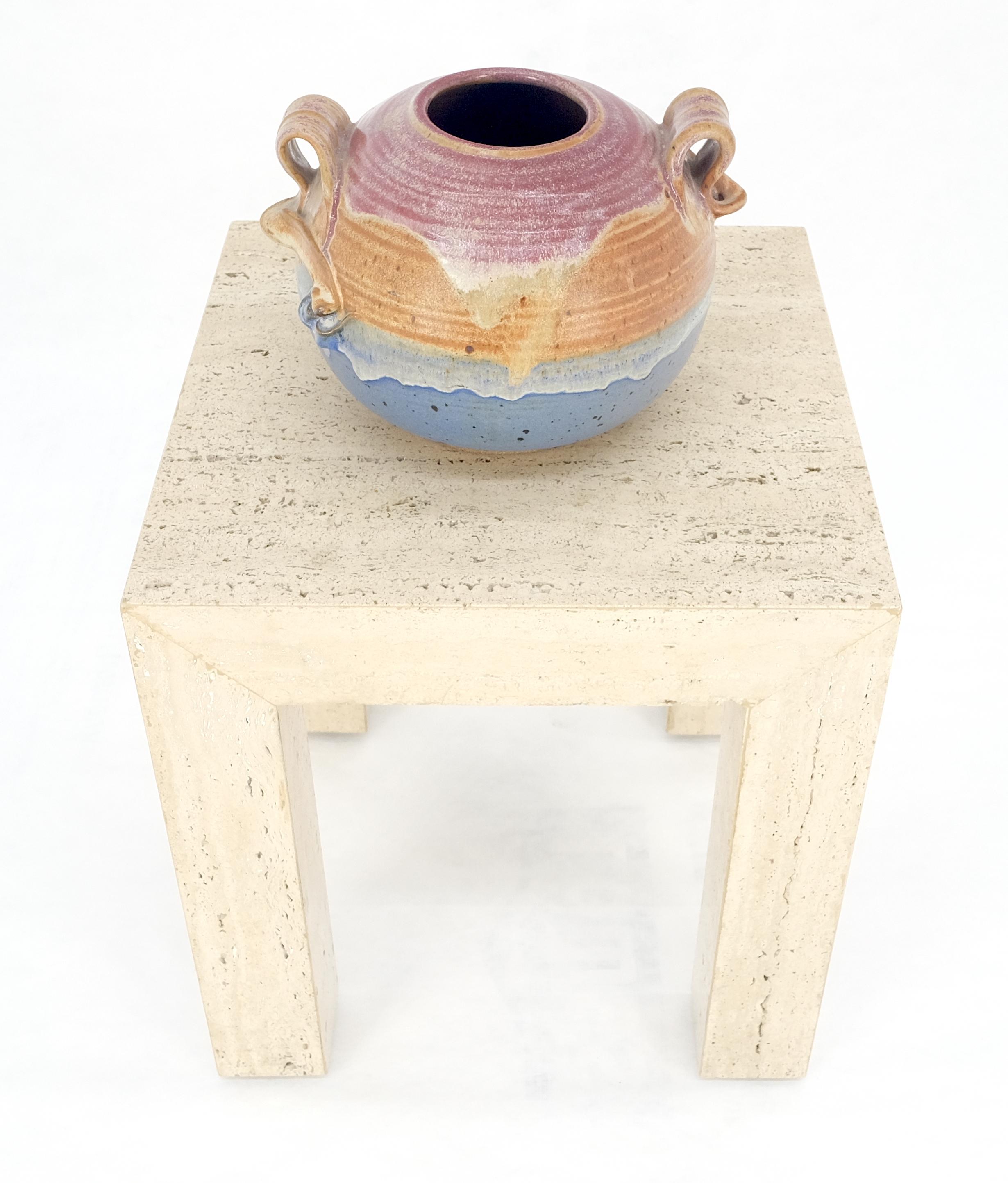 Travertine 14x14 Square Top Side End Table Stand Italian Mid Century Modern MINT For Sale 2