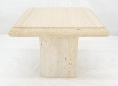 Travertine 27x27" Square Top & Pedestal Base Side Occasional Table Stand MINT