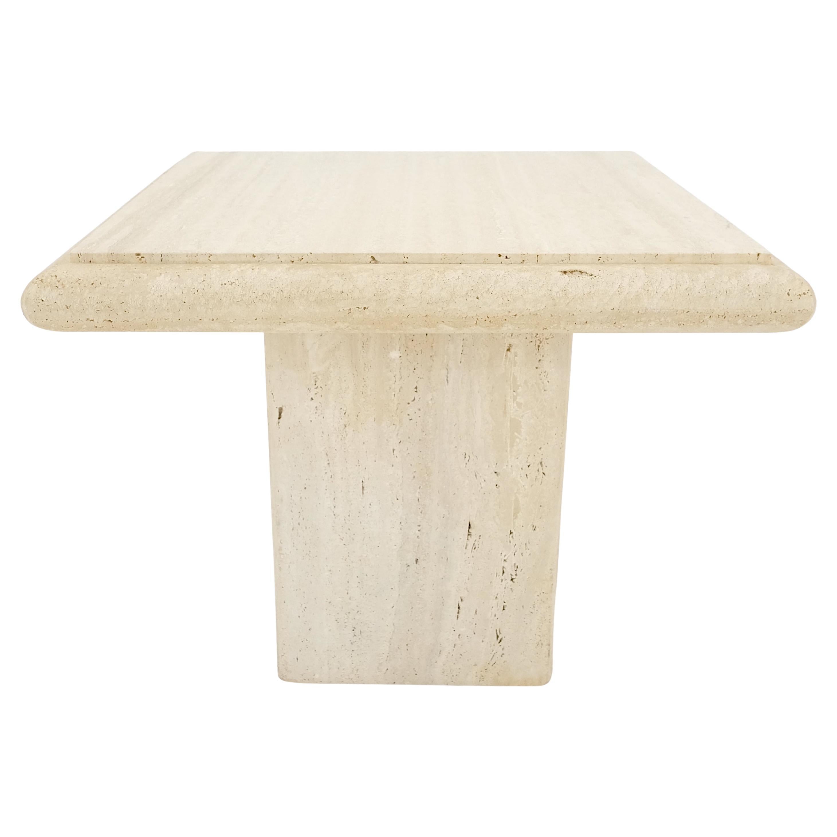 Travertine 27x27" Square Top & Pedestal Base Side Occasional Table Stand MINT