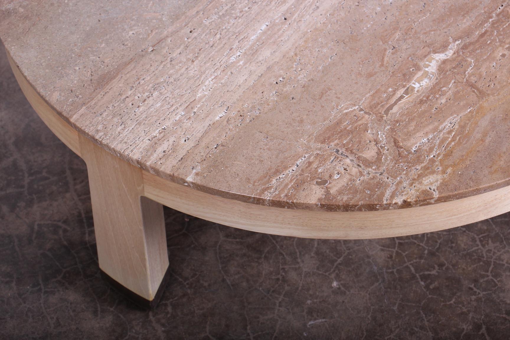 Travertine and Bleached Mahogany Coffee Table by Edward Wormley for Dunbar 6
