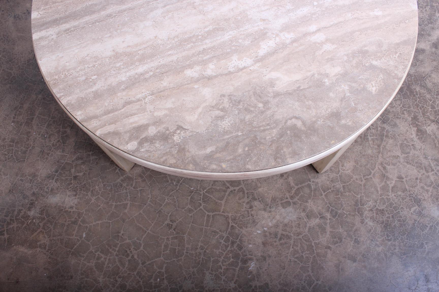 Travertine and Bleached Mahogany Coffee Table by Edward Wormley for Dunbar 3