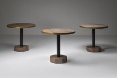 Travertine and Brass Bistro Table