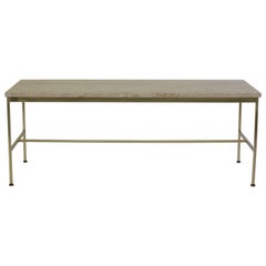 Travertine and Brass Cocktail Table by Paul McCobb