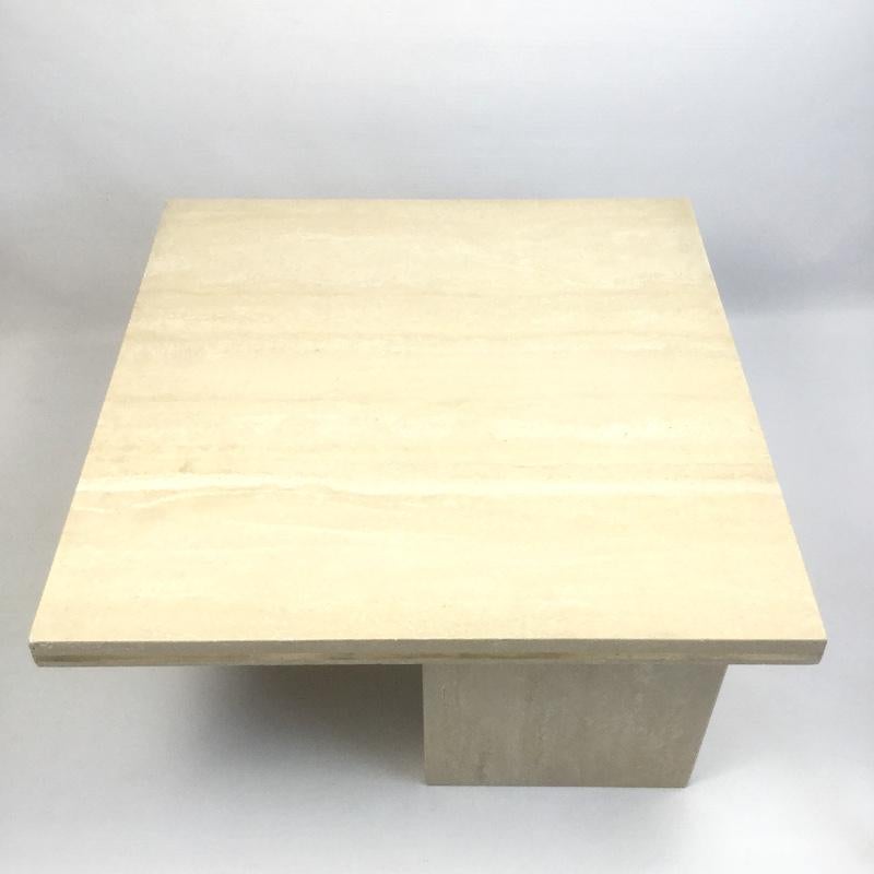 Mid-Century Modern Travertine and Brass Coffee Table, 1970s