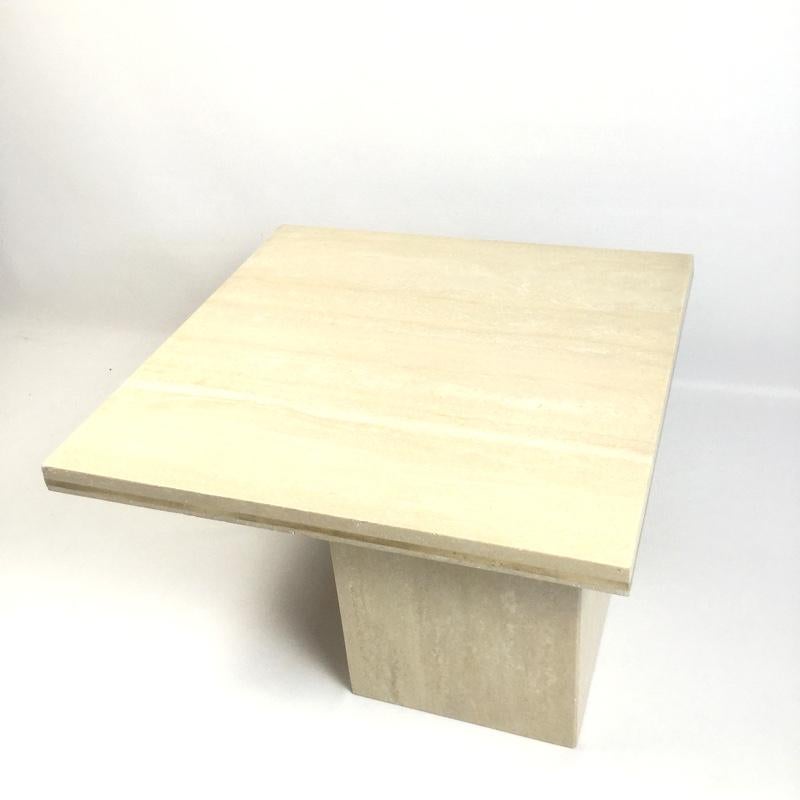 Travertine and Brass Coffee Table, 1970s In Good Condition In London, GB