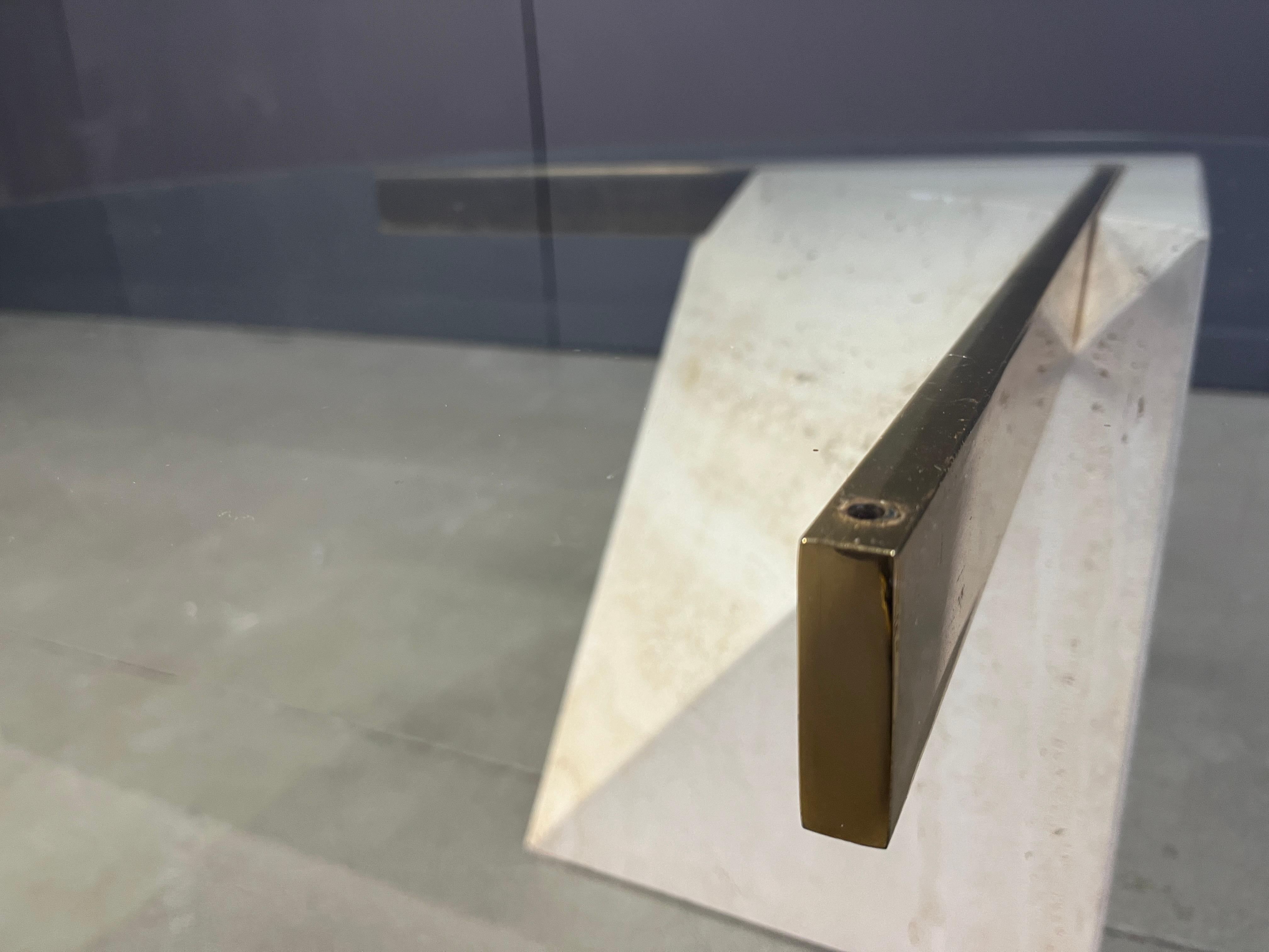 Travertine and brass coffee table by Artedi, 1980s 2