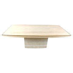 Retro Travertine and brass dining table by Jean Charles, 1970s
