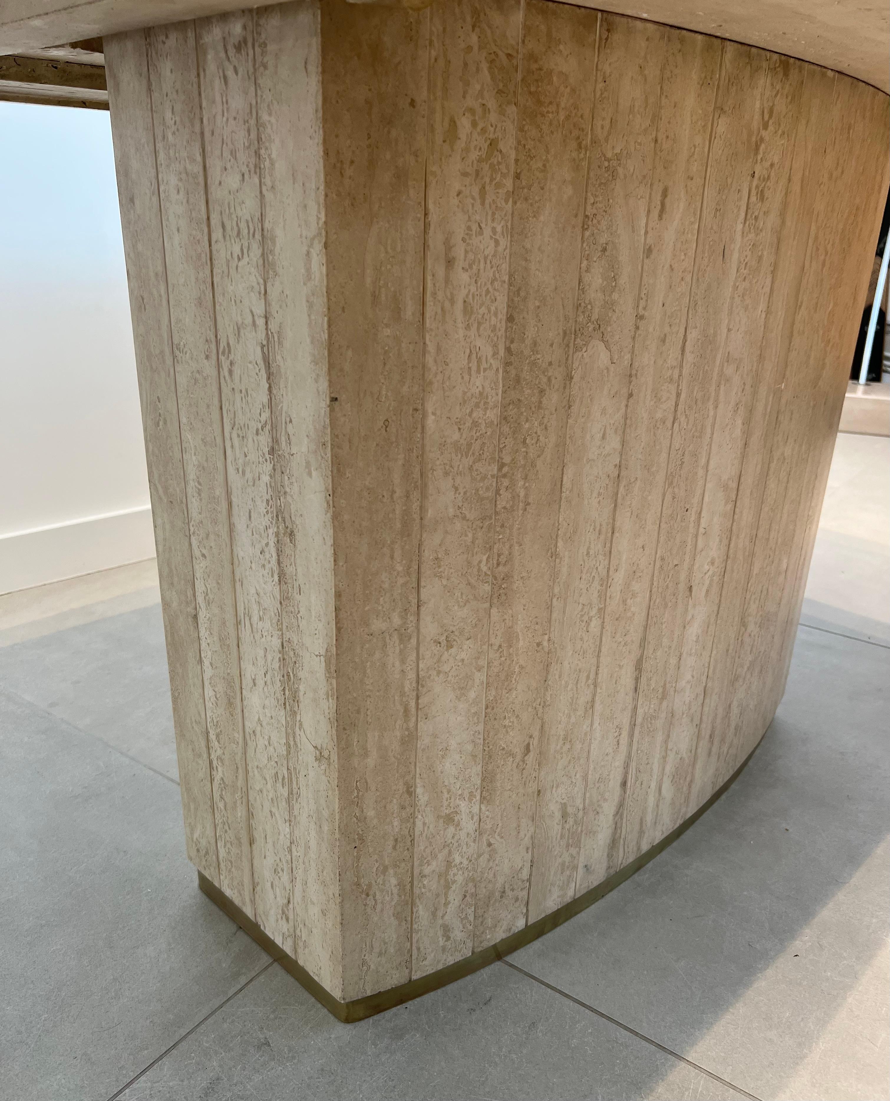 Table de salle à manger en travertin et laiton par Willy Rizzo en vente 6