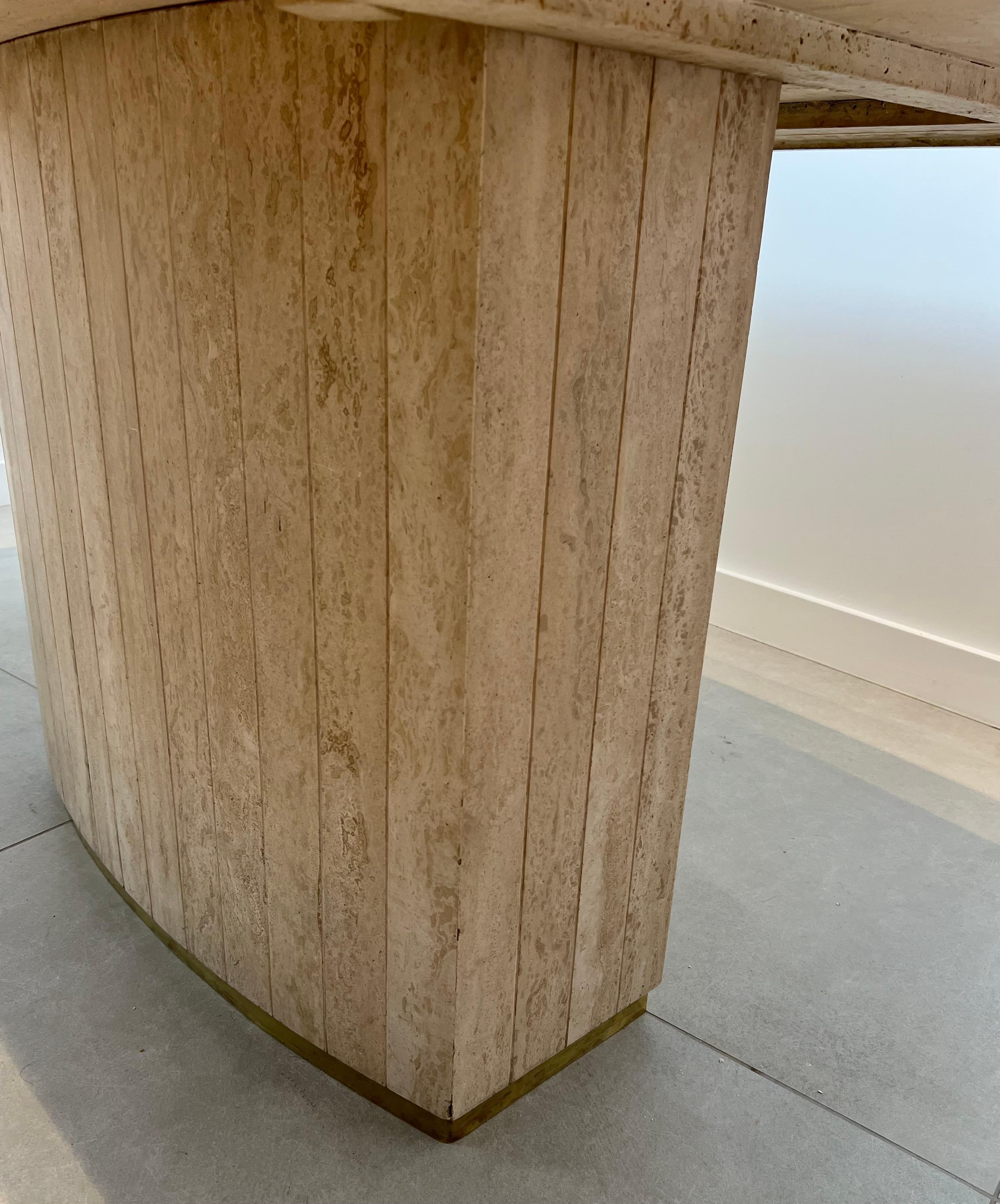 Table de salle à manger en travertin et laiton par Willy Rizzo en vente 11