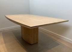 Travertine and Brass Dinning Table by Willy Rizzo