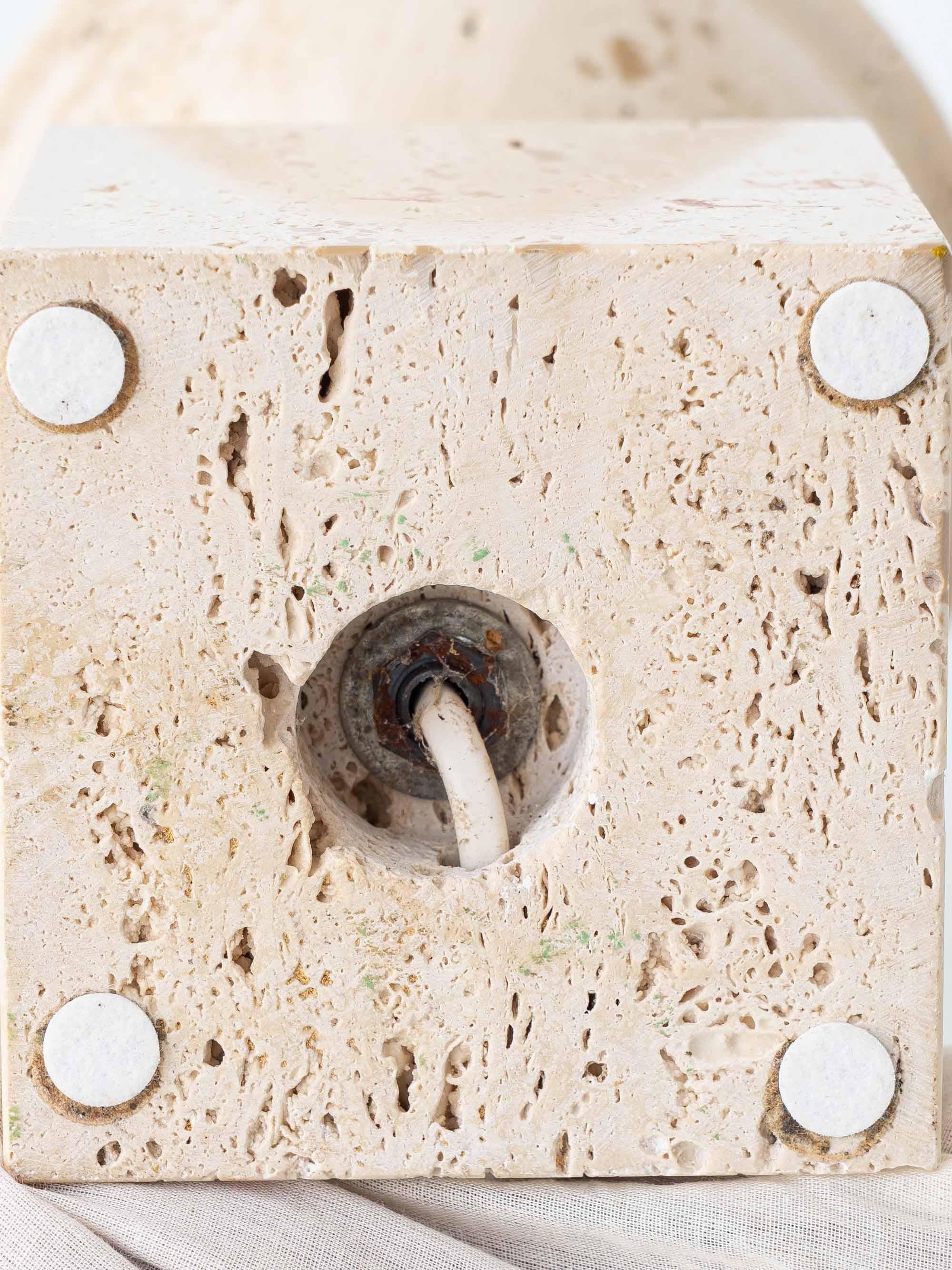 Travertine and Brass Table Lamp attributed to Philippe Barbier, 1970s in vendita 5