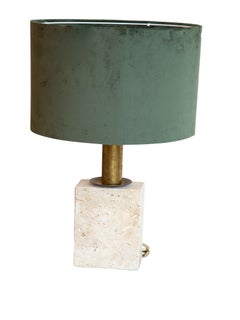 Lampada da tavolo in travertino e ottone di Fratelli Mannelli