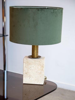 Travertine and Brass Table Lamp by Fratelli Mannelli