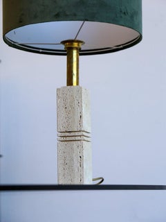 Travertine and Brass Table Lamp by Fratelli Mannelli