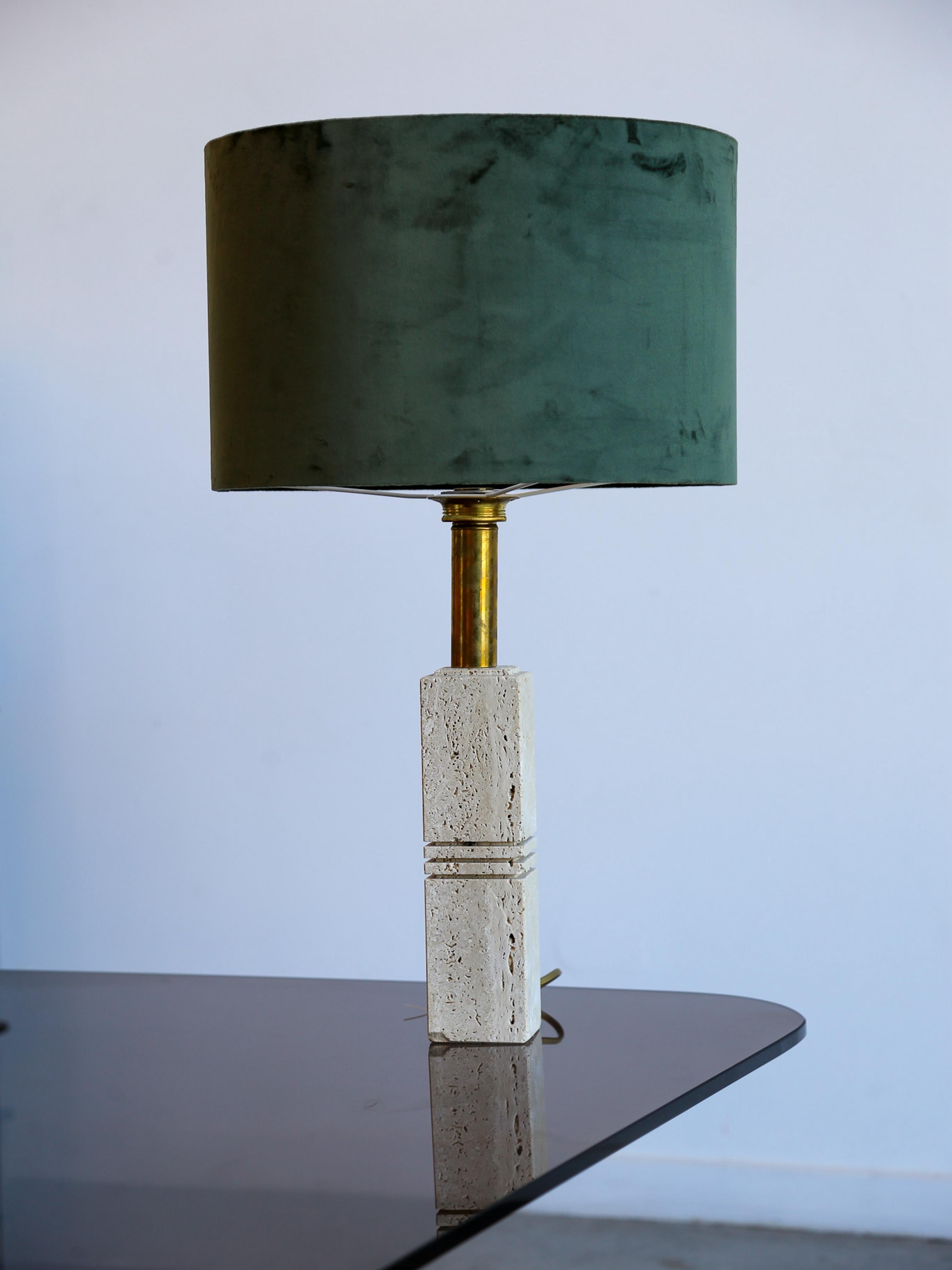 Travertine and Brass Table Lamp by Fratelli Mannelli For Sale 2