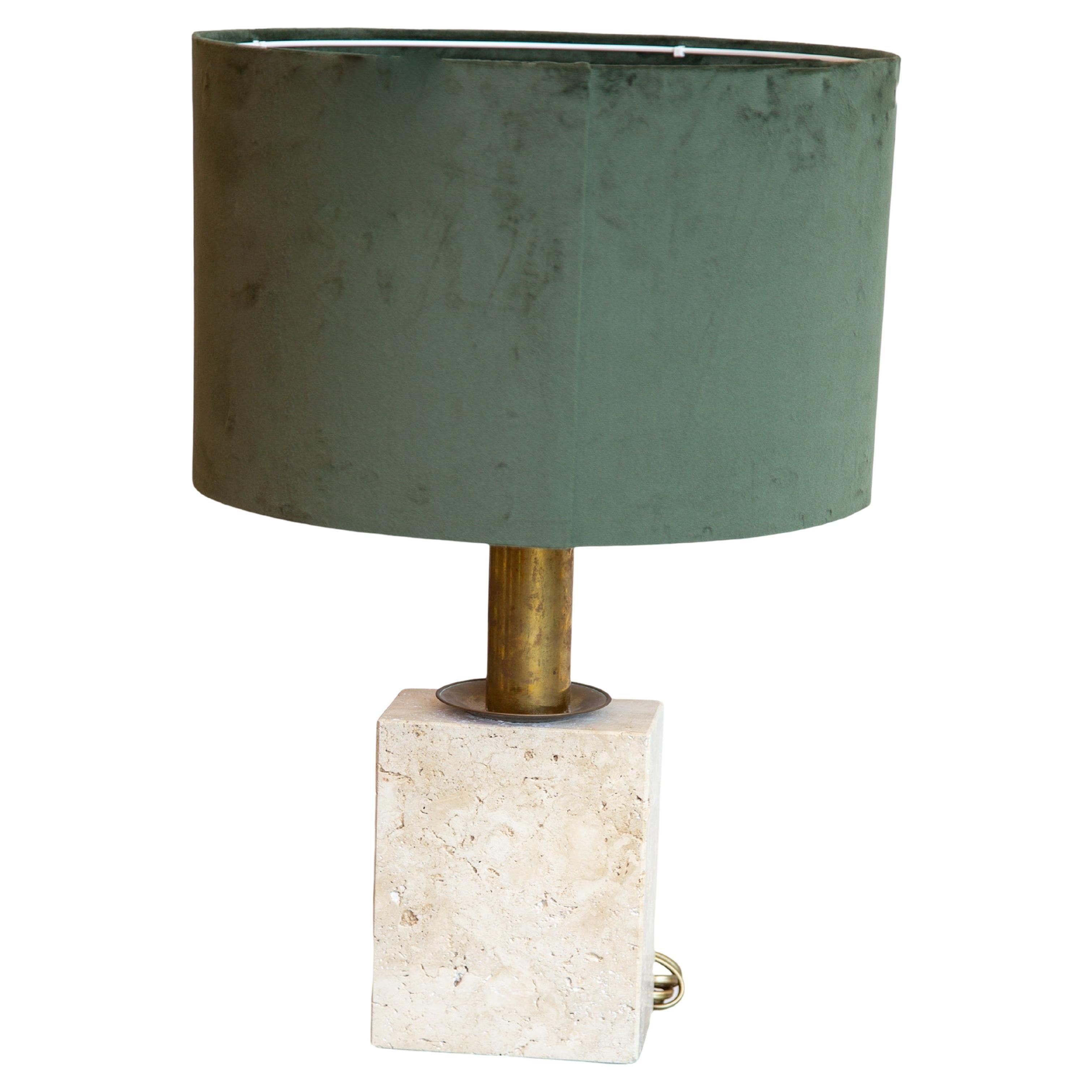 Travertine and Brass Table Lamp by Fratelli Mannelli