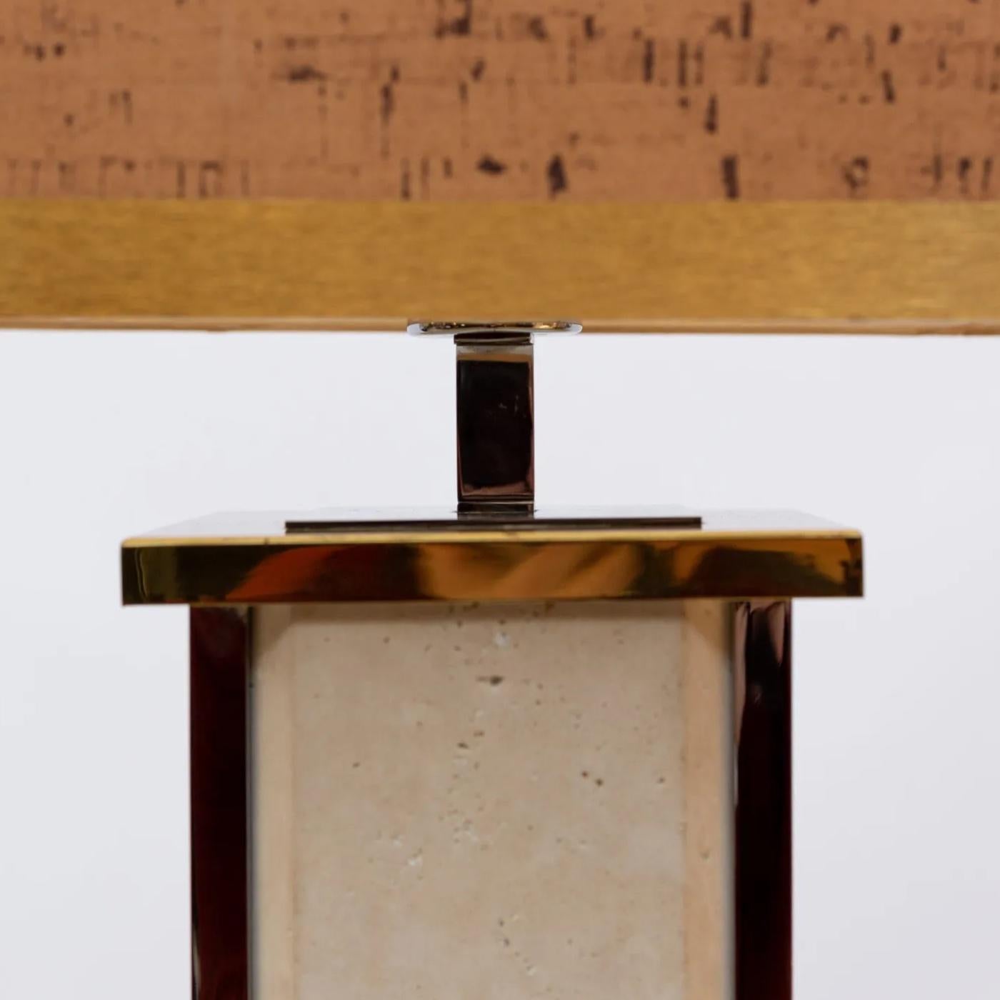 Late 20th Century Travertine and Brass Table Lamp by Sciolari, Italy, 1973