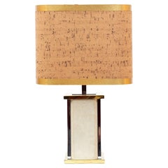 Travertine and Brass Table Lamp by Sciolari, Italy, 1973