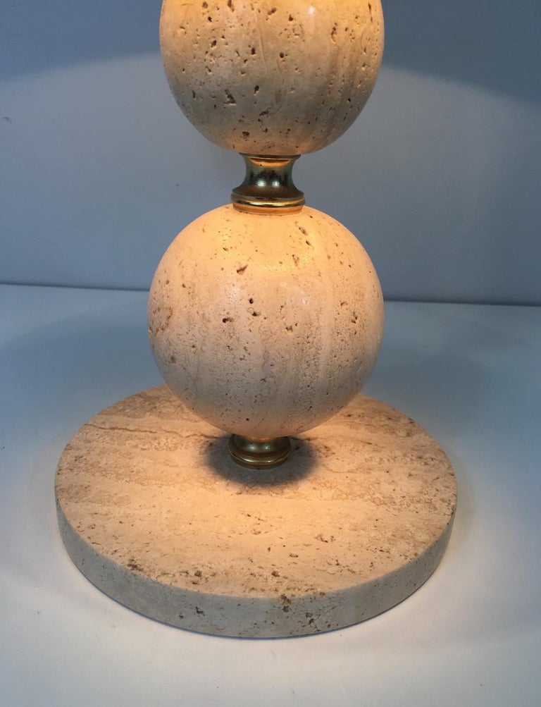 Travertine and Brass Table Lamp For Sale at 1stDibs