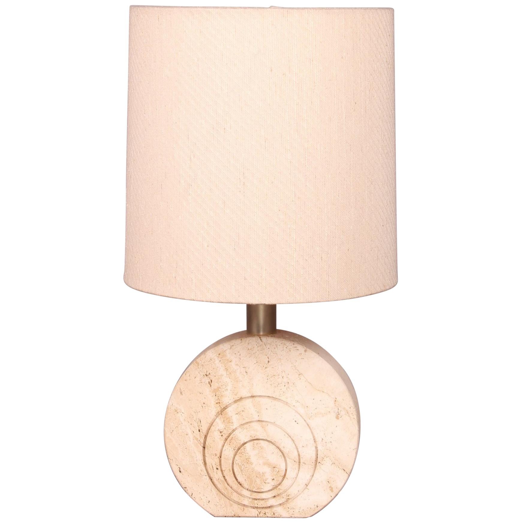 Travertine and Brass Table Lamp