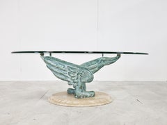 Travertine and Bronzed Coffee Table, 1980s