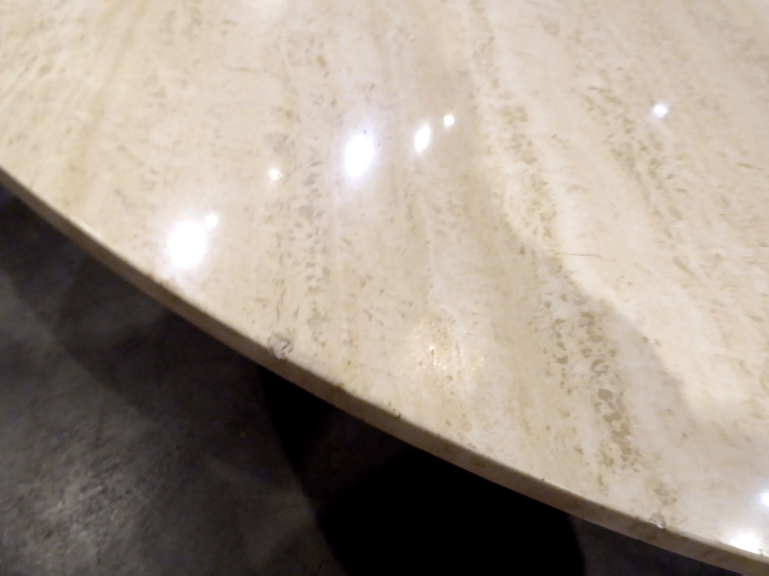 Glass Travertine and Chromed Metal Dining Table by Pace Collection