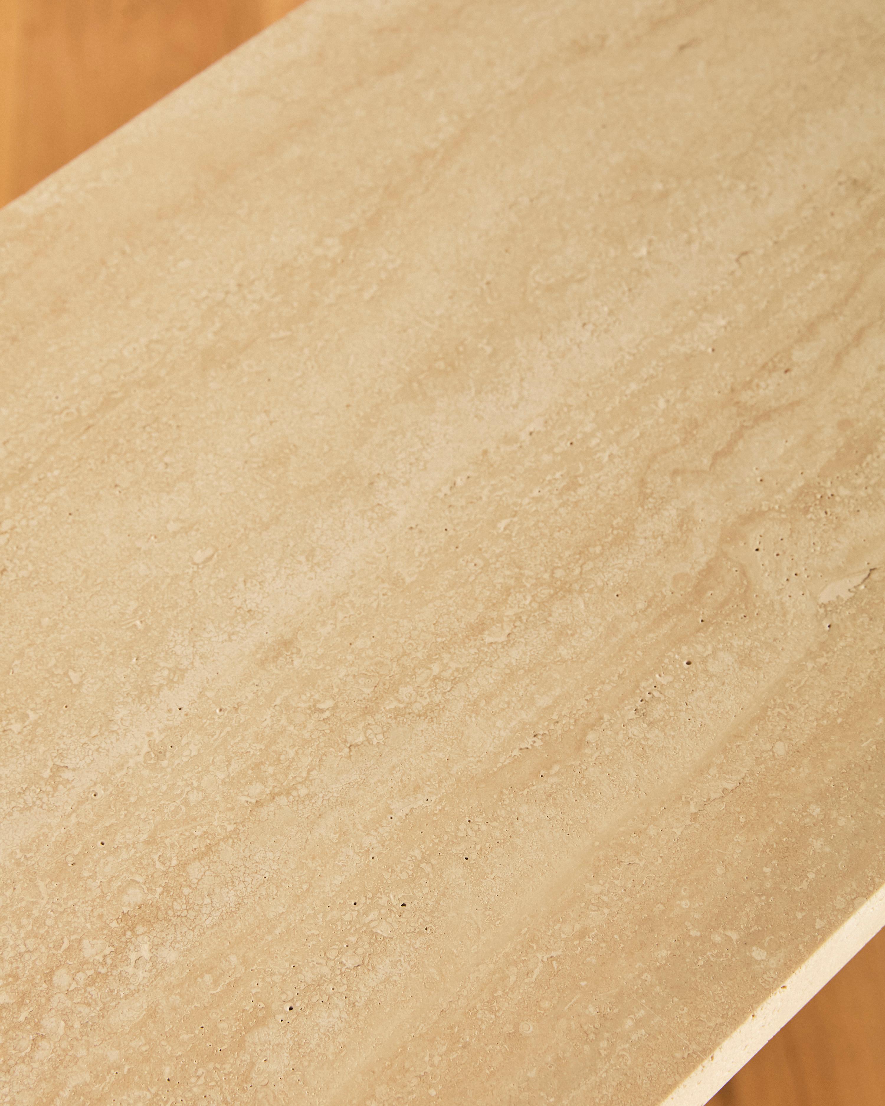 Travertine and Forged Steel Console For Sale 2