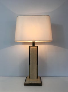 Travertine and Gilt Metal Table Lamp