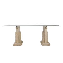 Travertine and Glass Centre Table