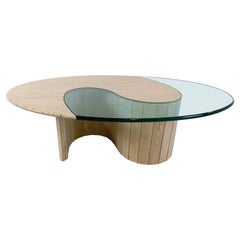 Travertine  and glass Coffee Table 1970s