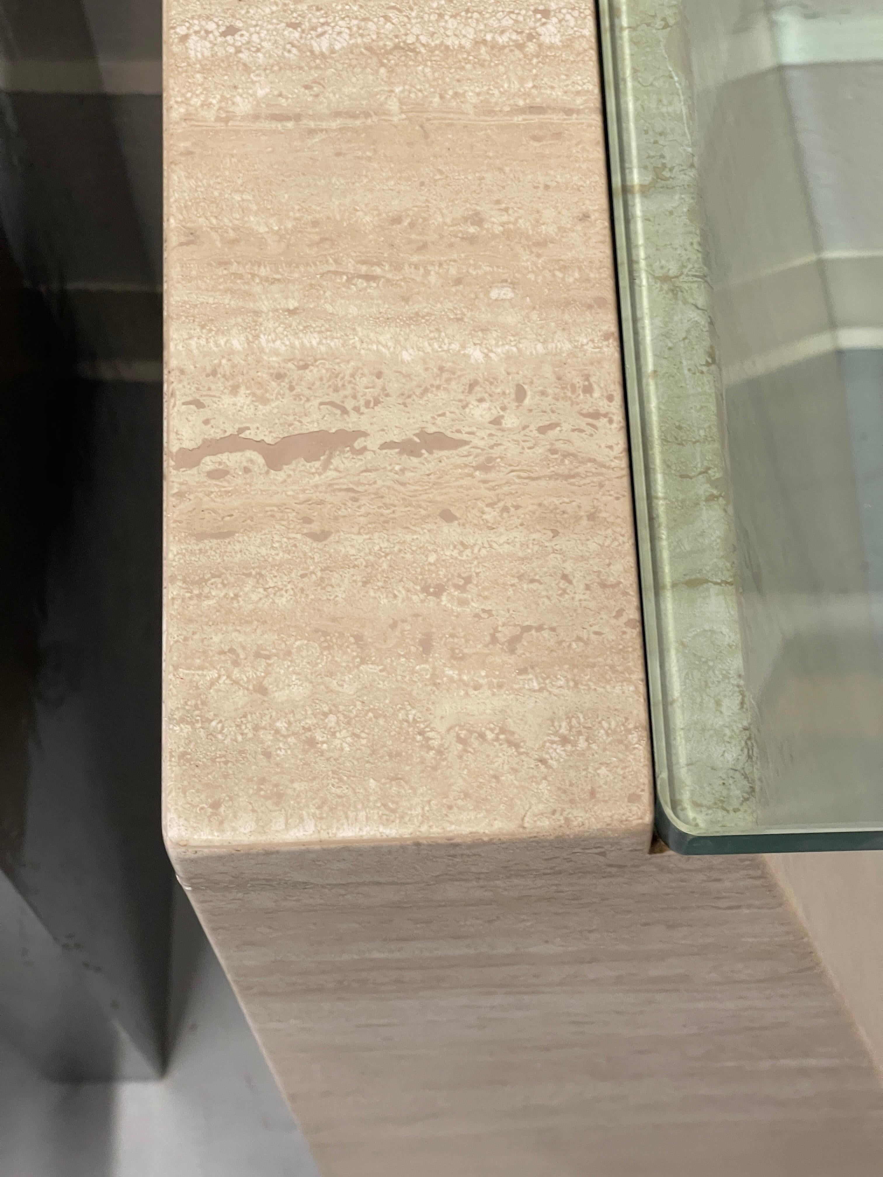 Travertine and Glass Console Table 5