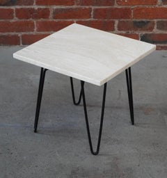 Travertine and Iron Modernist Side Table c1950s