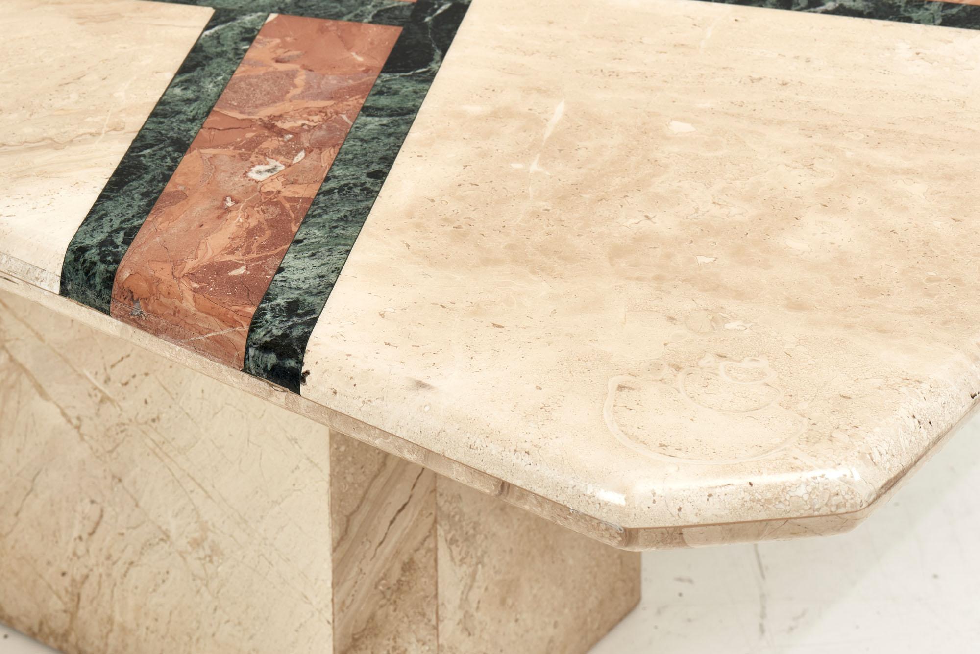 Travertine and Marble Coffee Table, 1980 2