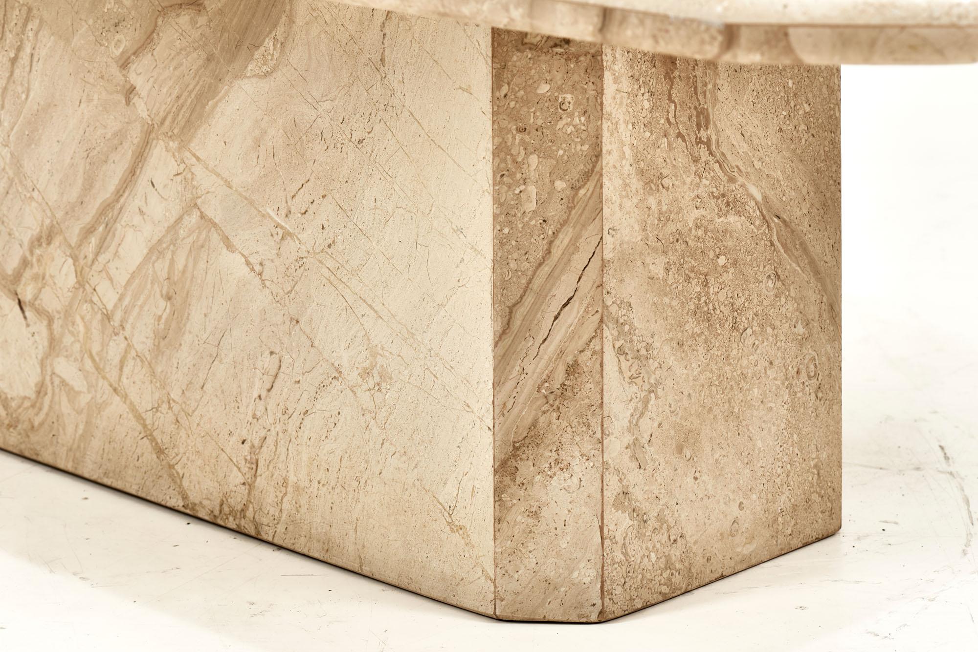 Travertine and Marble Coffee Table, 1980 3