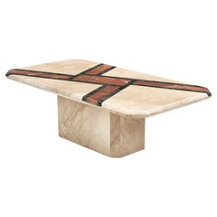 Travertine and Marble Coffee Table, 1980