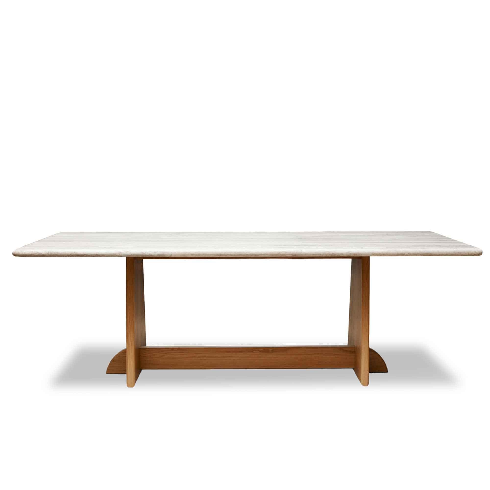 Mid-Century Modern Travertine and Oak Ojai Dining Table by Lawson-Fenning For Sale